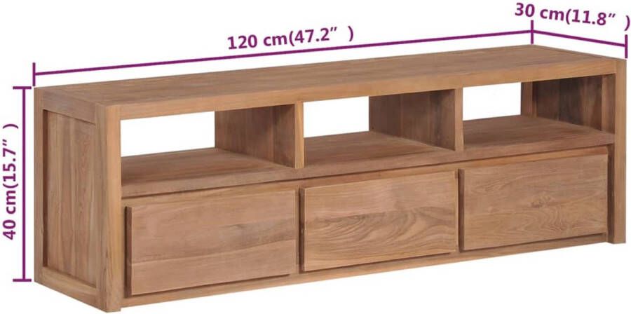 vidaXL Tv-meubel 120x30x40 cm teakhout met natuurlijke afwerking