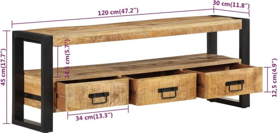 VidaXL -Tv-meubel-120x30x45-cm-massief-mangohout