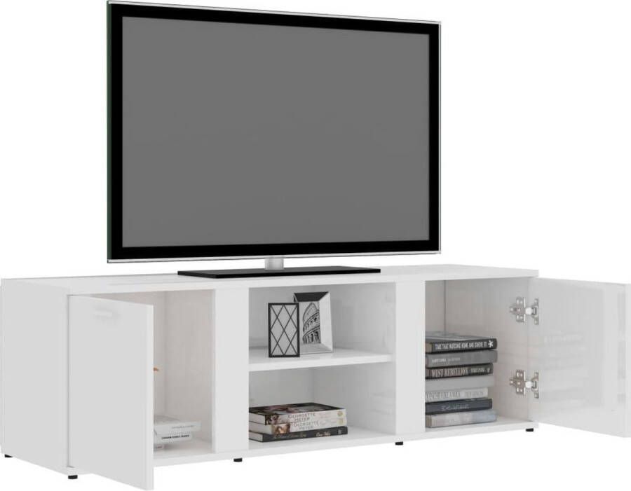 VidaXL -Tv-meubel-120x34x37-cm-bewerkt-hout-hoogglans-wit