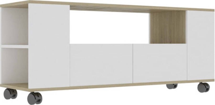 vidaXL Tv-meubel 120x35x43 cm bewerkt hout wit en sonoma eikenkleurig