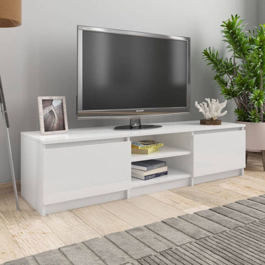 vidaXL Tv-meubel 140x40x35 5 cm bewerkt hout hoogglans wit