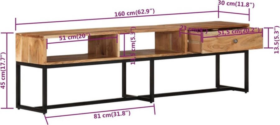 VidaXL -Tv-meubel-160x30x45-cm-massief-acaciahout