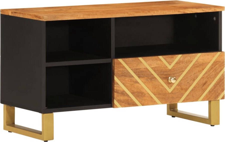 VidaXL -Tv-meubel-80x33 5x46-cm-massief-mangohout-bruin-en-zwart