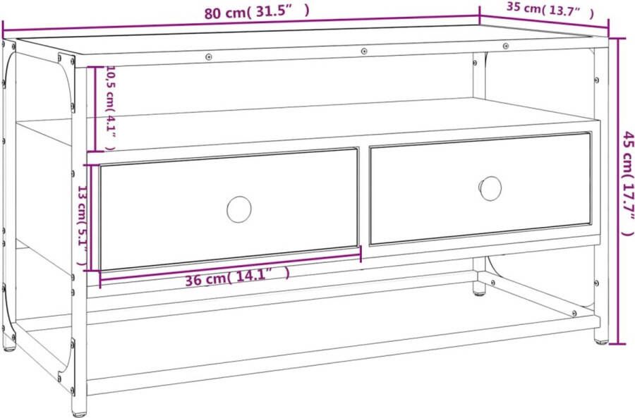 VidaXL -Tv-meubel-80x35x45-cm-bewerkt-hout-bruineikenkleurig