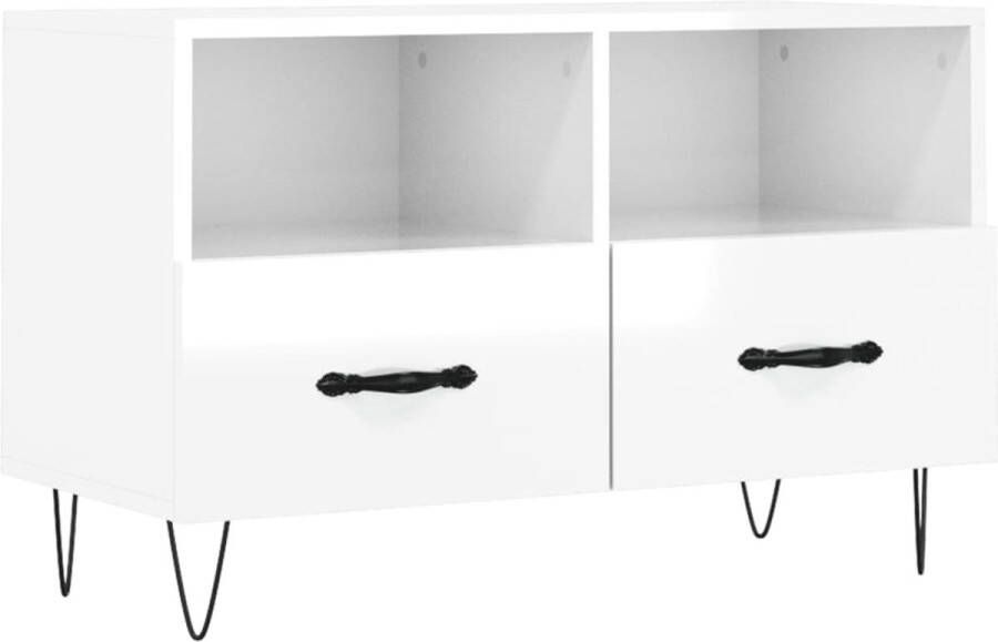 VidaXL -Tv-meubel-80x36x50-cm-bewerkt-hout-hoogglans-wit