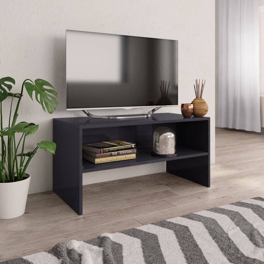 VidaXL Tv meubel 80x40x40 cm spaanplaat hoogglans grijs