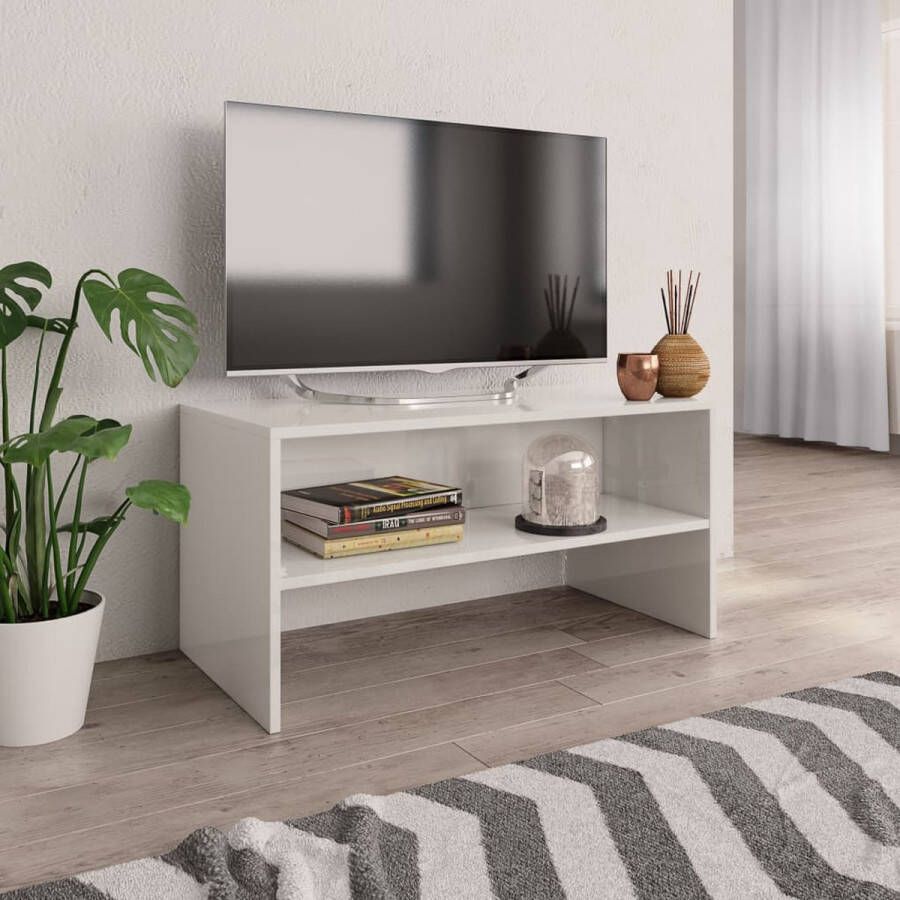 VidaXL Tv meubel 80x40x40 cm spaanplaat hoogglans wit