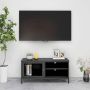 VidaXL -Tv-meubel-90x30x44-cm-staal-en-glas-antracietkleurig - Thumbnail 2
