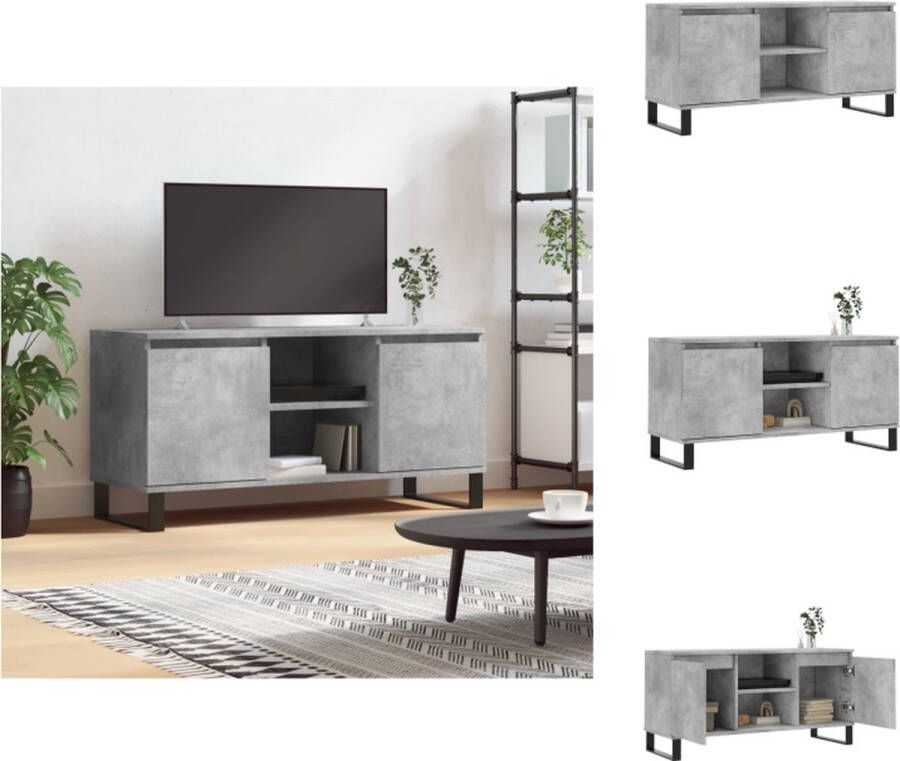 VidaXL TV-meubel Betongrijs 104 x 35 x 50 cm Opbergruimte Stabiel tafelblad Kast