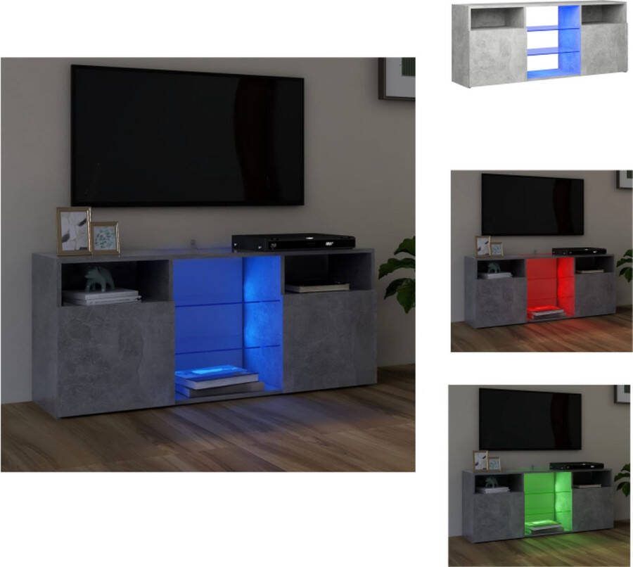 VidaXL TV-meubel Betongrijs 120x30x50cm Met RGB LED-verlichting Kast