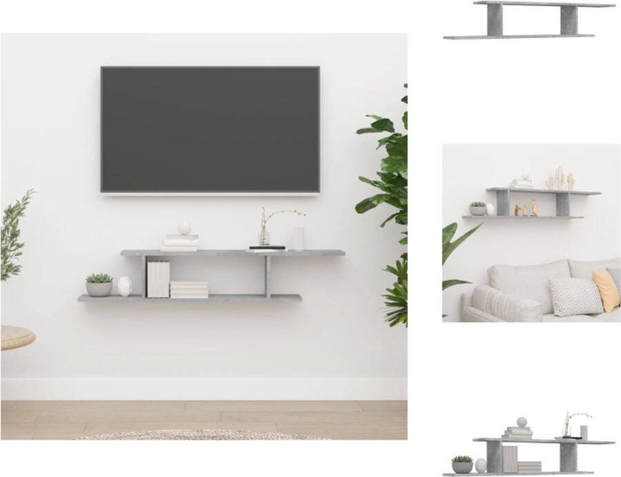 VidaXL TV-meubel betongrijs 125 x 18 x 23 cm stevig en modern Wandsteun