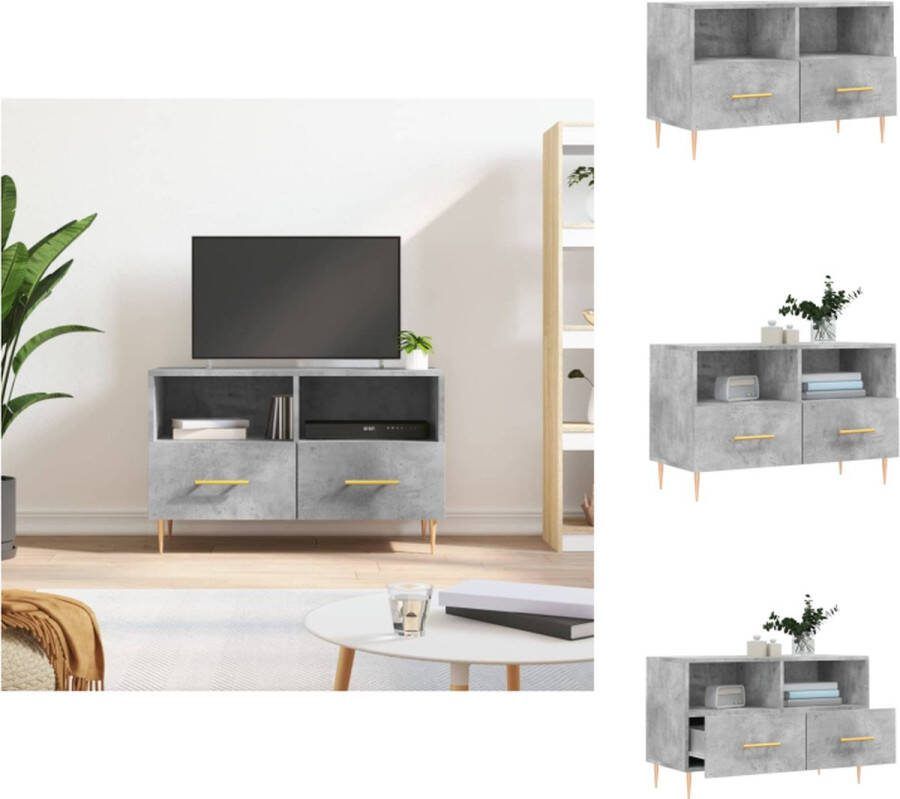 VidaXL TV-meubel Betongrijs 80 x 36 x 50 cm Bewerkt hout en ijzer Kast