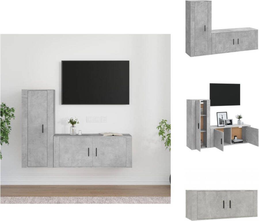 VidaXL TV-meubel Betongrijs Klassieke stijl Stevig bewerkt hout Wandgemonteerd Voldoende opbergruimte Handleiding inbegrepen Kast