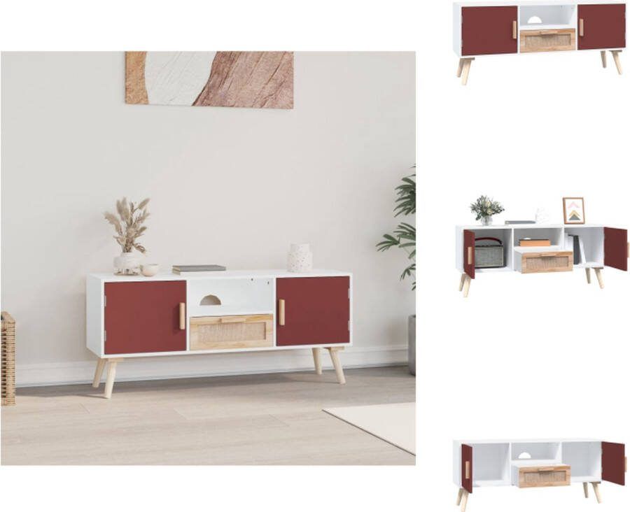 VidaXL TV-meubel Classic TV-meubel 105 x 30 x 45 cm Duurzaam hout Opbergruimte Praktische deur Presenteerfunctie Handleiding inbegrepen Kleur- wit rood en oranje Kast