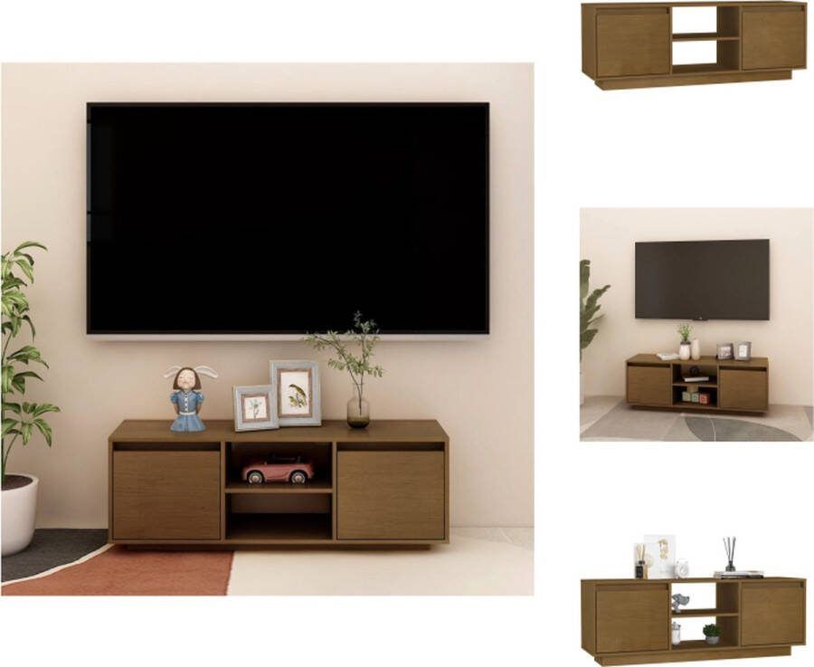 VidaXL TV-meubel Grenenhout 110x30x40 cm Hifi kast met lades en opbergschappen Kast