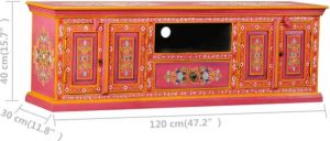 VidaXL Tv-meubel handgeschilderd massief mangohout roze VDXL_244590