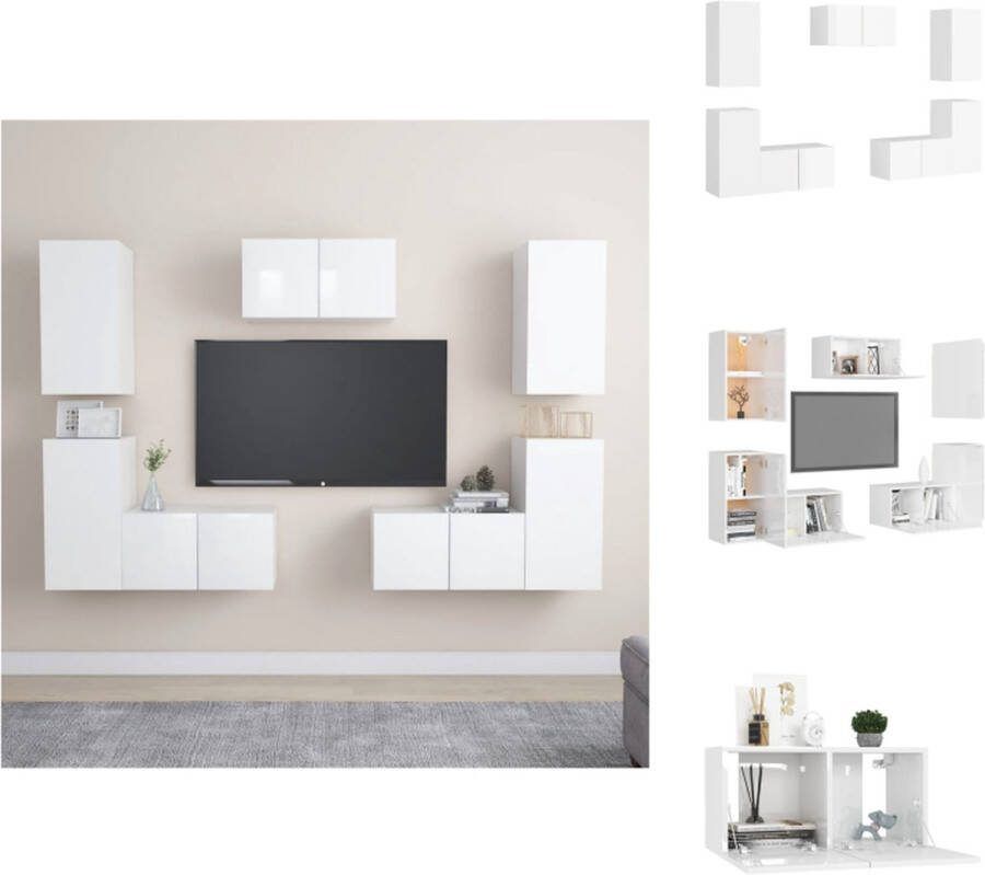 VidaXL TV Meubel Hoogglans wit 60 x 30 x 30 cm 30.5 x 30 x 60 cm Set van 3 TV Meubels Kast