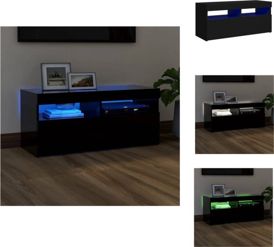 VidaXL TV-meubel LED-verlichting Hout 90x35x40 Zwart Kast