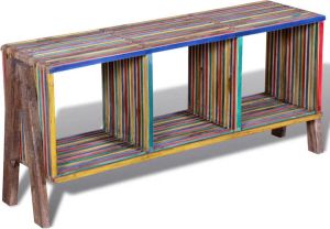 VidaXL Tv-meubel Met 3 Vakken Kleurrijk Gerecycled Teak Stapelbaar