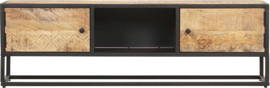 vidaXL Tv-meubel met bewerkte deur 130x30x40 cm ruw mangohout