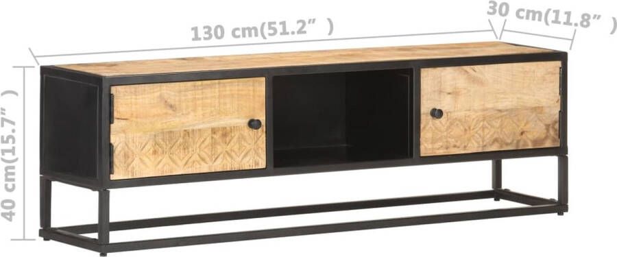 VidaXL -Tv-meubel-met-bewerkte-deur-130x30x40-cm-ruw-mangohout