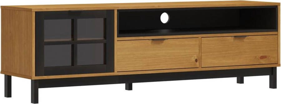 VidaXL -TV-meubel-met-glazen-deur-FLAM-158x40x50-cm-massief-grenenhout