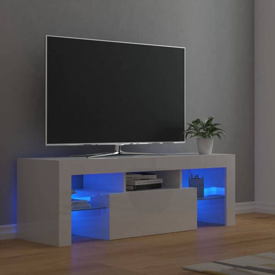vidaXL -Tv-meubel-met-LED-verlichting-120x35x40-cm-hoogglans-wit