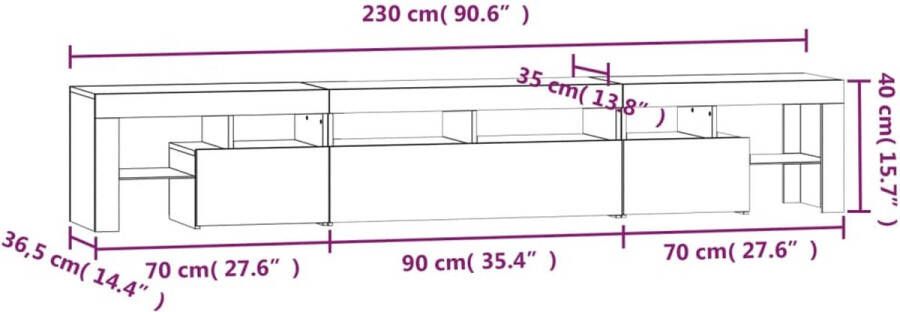 VidaXL -Tv-meubel-met-LED-verlichting-230x36 5x40-cm-betongrijs