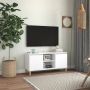 VidaXL -Tv-meubel-met-massief-houten-poten-103 5x35x50-cm-wit - Thumbnail 2