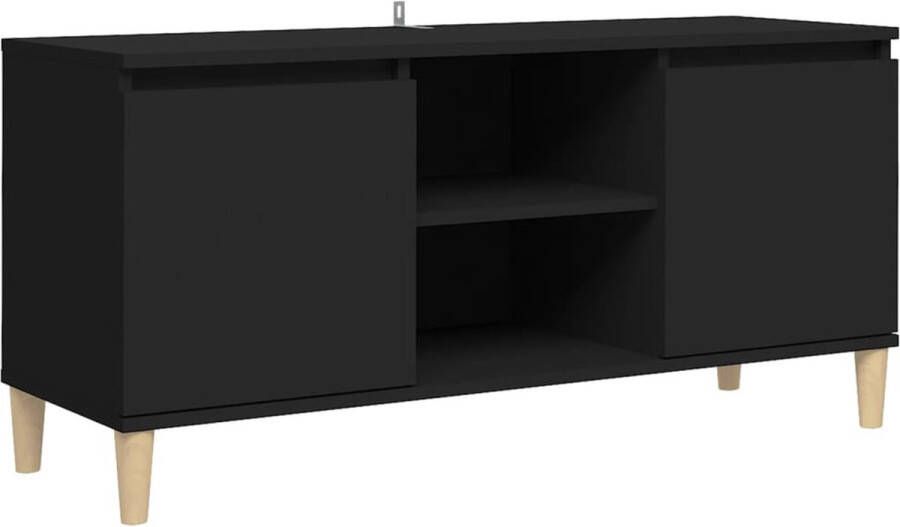 VidaXL -Tv-meubel-met-massief-houten-poten-103 5x35x50-cm-zwart