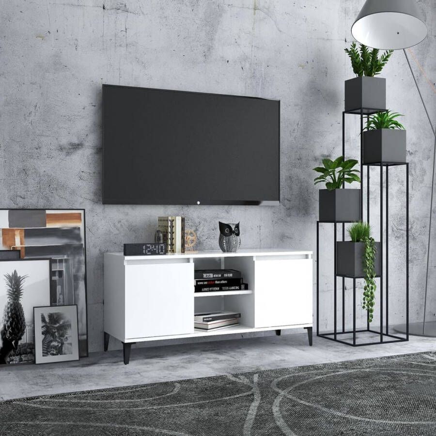 vidaXL Tv-meubel met metalen poten 103 5x35x50 cm wit