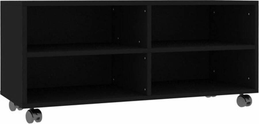 VidaXL Tv-meubel met wieltjes 90x35x35 cm spaanplaat zwart VDXL_800181