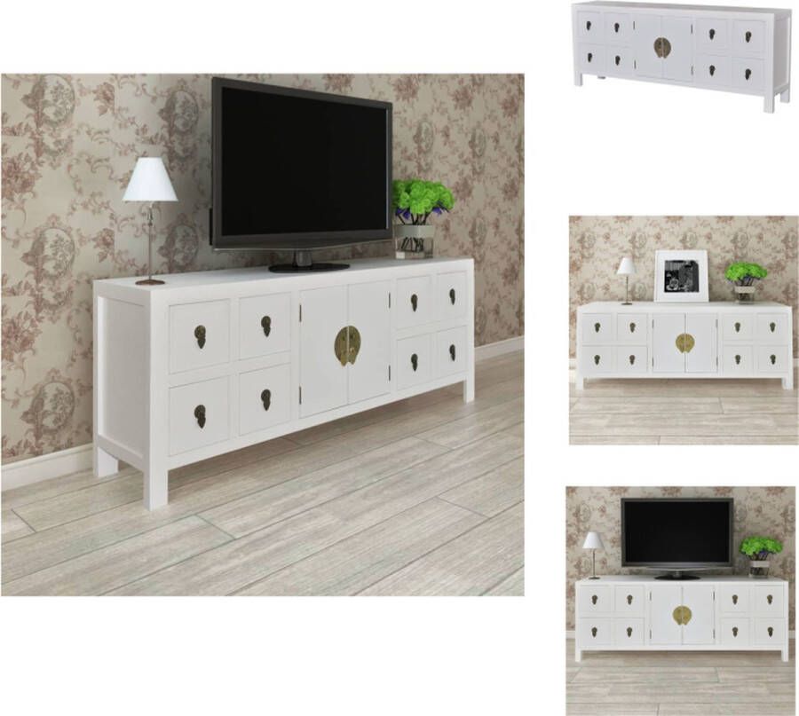 VidaXL TV-meubel Praktische en opvallende TV-meubel Afmeting- 110 x 24 x 48 cm Ken- Duurzaam hout Kast