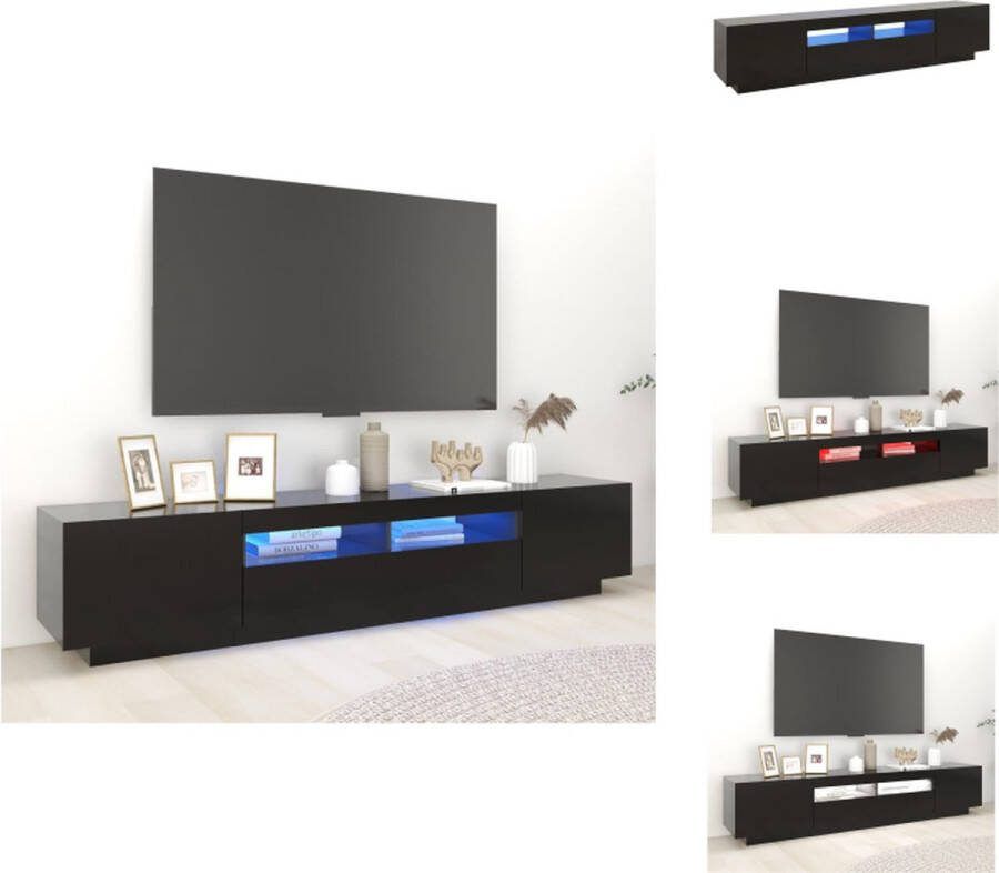VidaXL TV-meubel s Hifi 200 x 35 x 40 cm met LED-verlichting zwart Kast