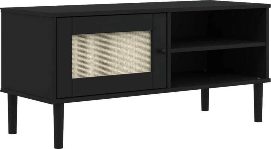 VidaXL -Tv-meubel-SENJA-106x40x49-cm-rattan-massief-grenenhout-zwart