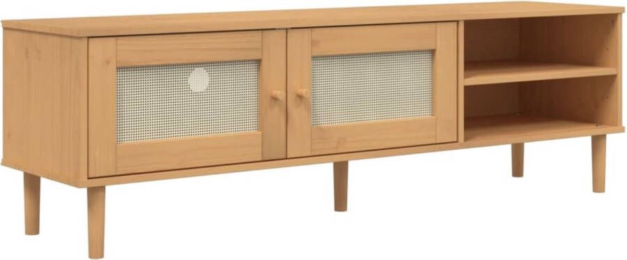 VidaXL -Tv-meubel-SENJA-158x40x49-cm-rattan-look-grenenhout-bruin