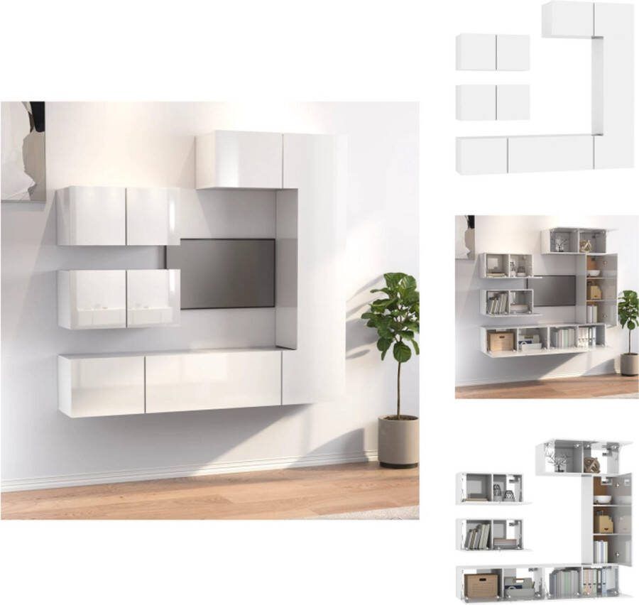 VidaXL TV-meubel set 3x 80x30x30 cm 1x 30.5x30x90 cm 2x 60x30x30 cm Hoogglans wit Kast