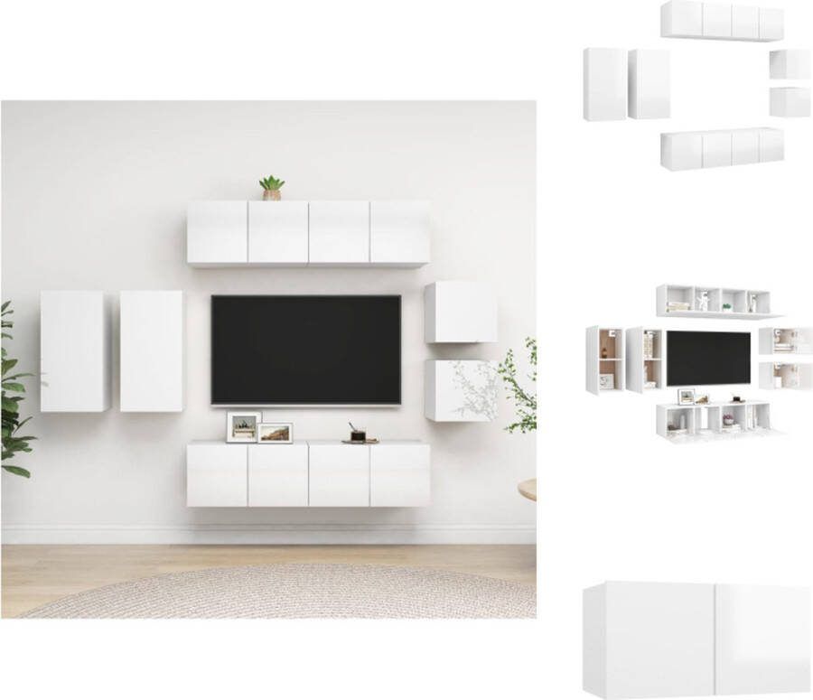 VidaXL TV Meubel Set Stereokasten Hoogglans Wit 30.5 x 30 x 30 cm 30.5 x 30 x 60 cm 60 x 30 x 30 cm Spaanplaat Kast