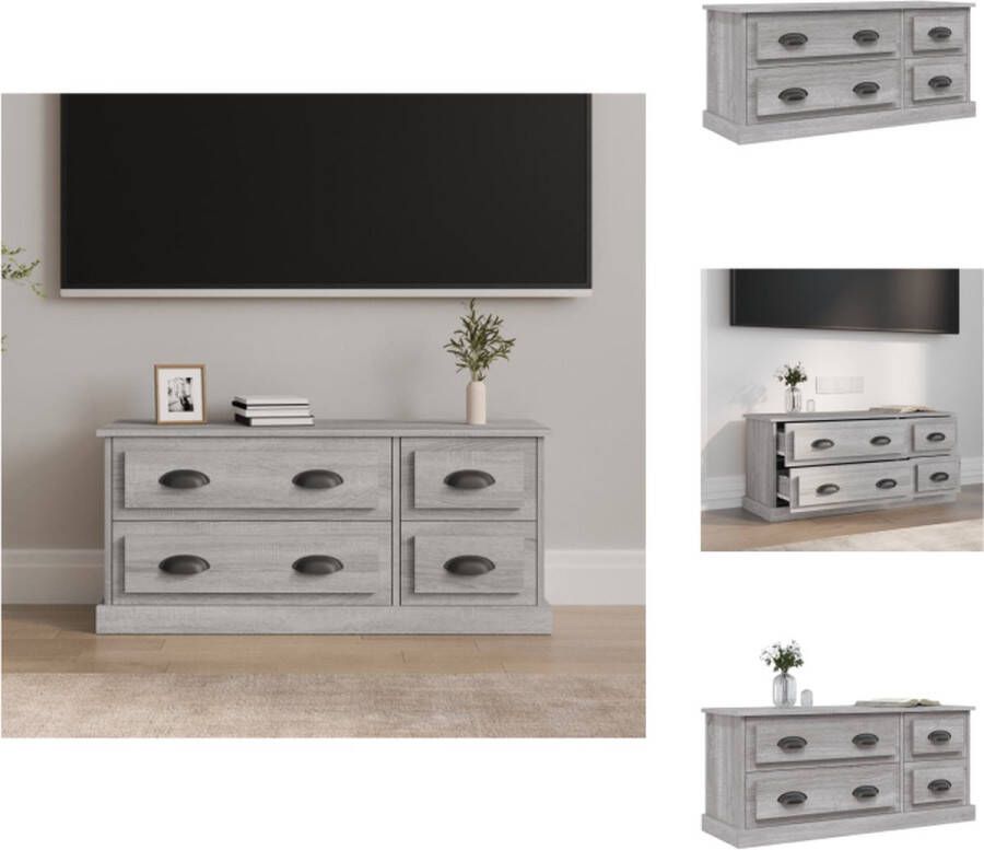 VidaXL TV-meubel Sonoma Eiken 100 x 35.5 x 45 cm Met 4 lades Kast