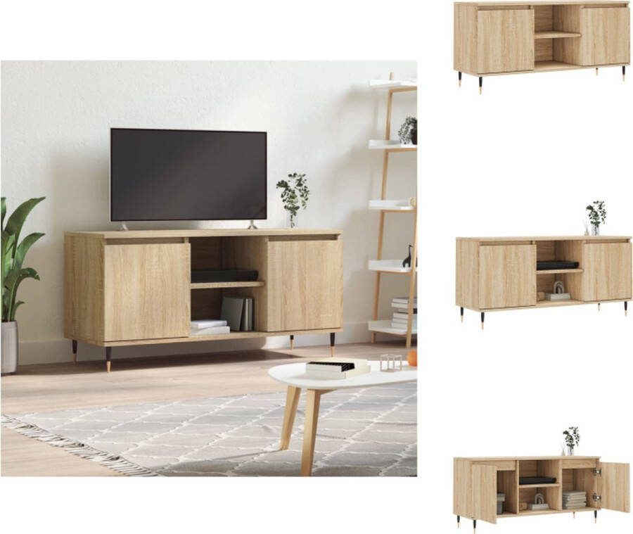 VidaXL Tv-meubel Sonoma eiken 104 x 35 x 50 cm met veel opbergruimte Kast