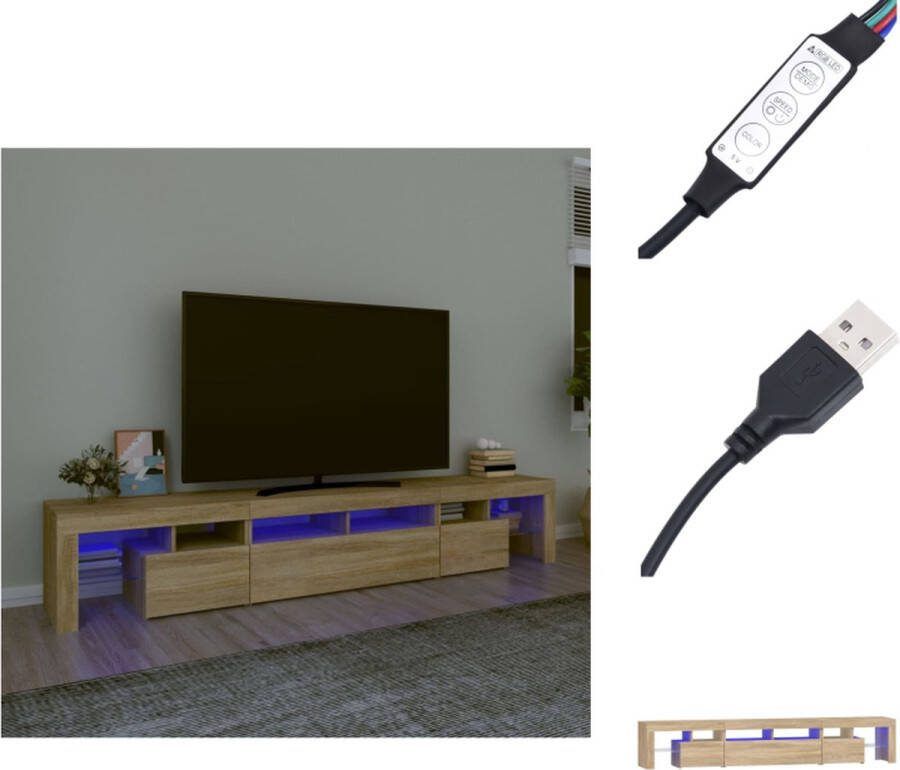 VidaXL TV-meubel Sonoma eiken 230 x 36.5 x 40 cm Met RGB LED-verlichting Kast