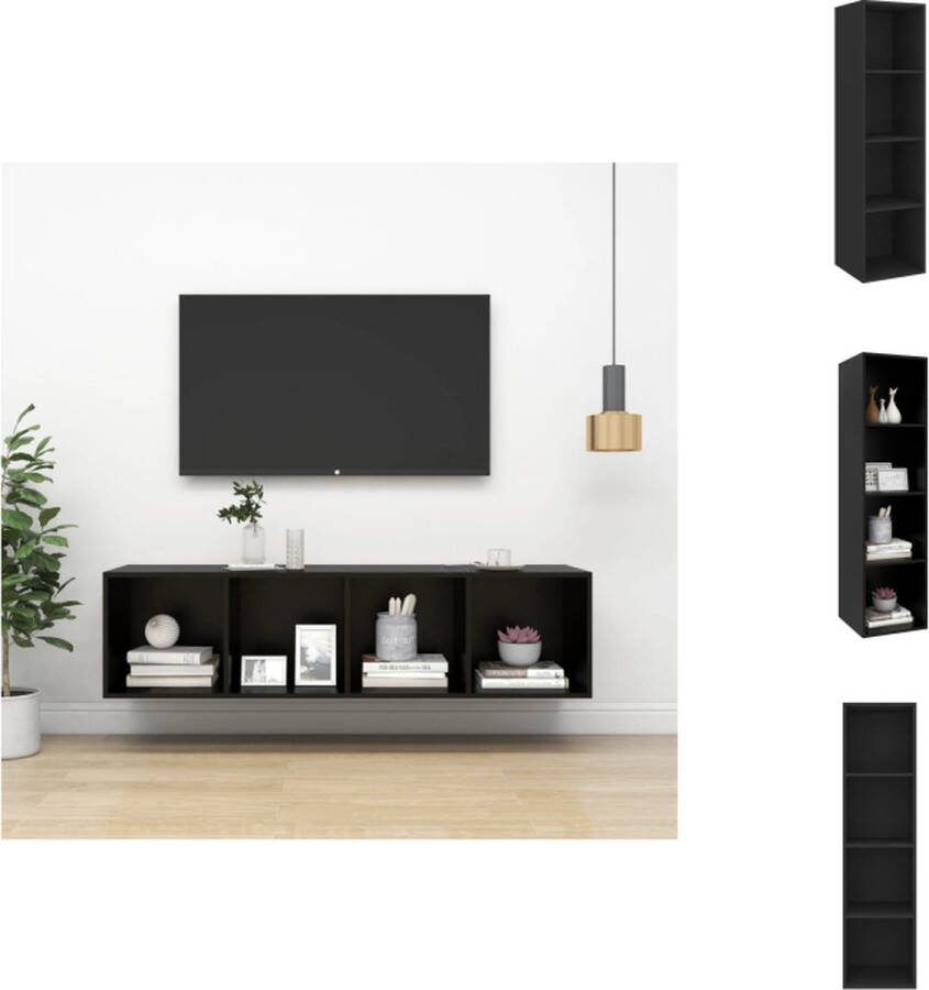 VidaXL Tv-meubel Televisiewandmeubel 37x37x142.5 cm Zwart Kast