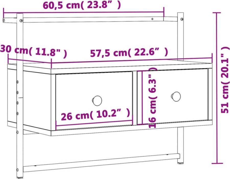 VidaXL -Tv-meubel-wandgemonteerd-60 5x30x51-cm-hout-bruineikenkleurig