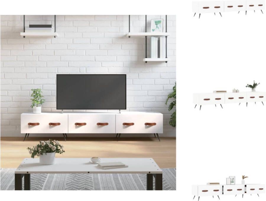 VidaXL TV-meubel wit bewerkt hout en ijzer 150 x 36 x 30 cm (B x D x H) Kast