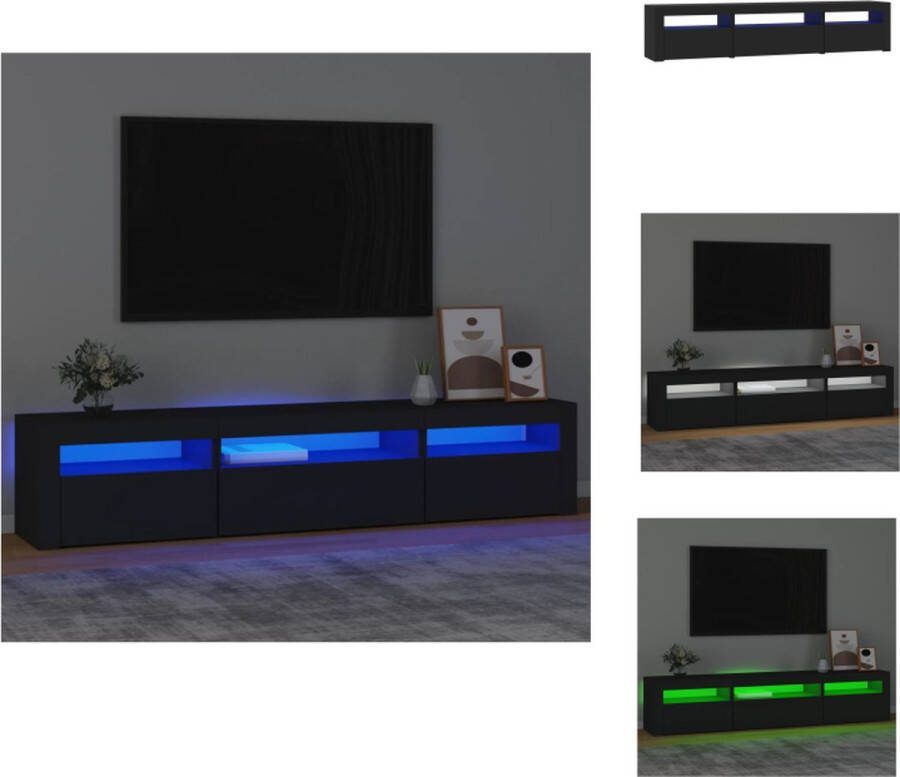 VidaXL tv-meubel zwart 195 x 35 x 40 cm met RGB LED-verlichting bewerkt hout Kast