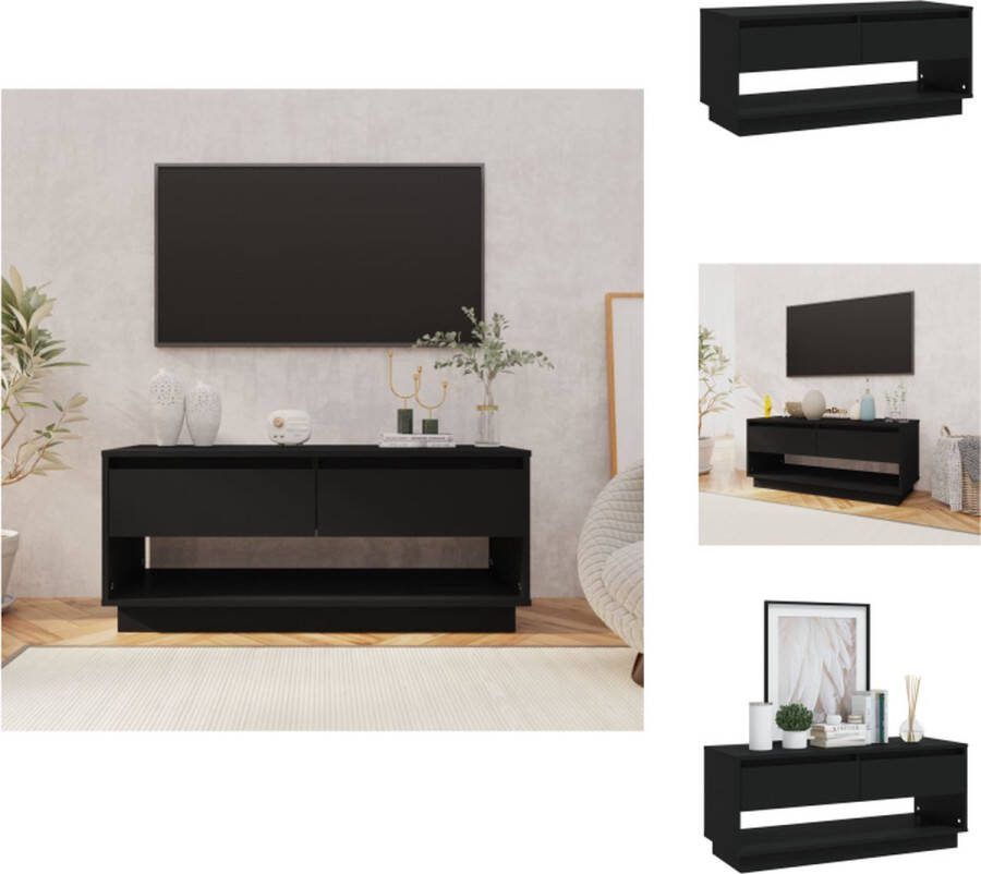 VidaXL TV Meubel Zwarte Spaanplaat 102 x 41 x 44 cm Met 2 lades Kast