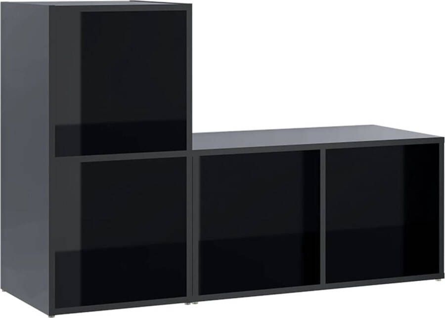 VidaXL -Tv-meubelen-2-st-72x35x36 5-cm-spaanplaat-hoogglans-zwart