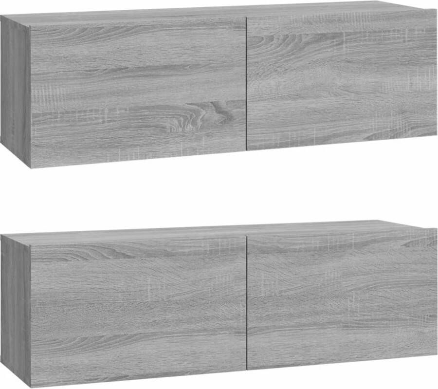 VidaXL Tv-wandmeubels 2 st 100x30x30 cm hout grijs sonoma eikenkleurig