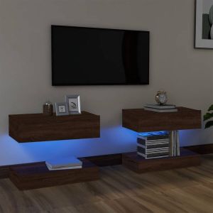 VidaXL Tv-meubels 2 st met LED-verlichting 60x35 cm bruineikenkleurig