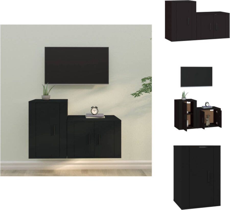 VidaXL TV-meubelset Klassieke Houten TV-kast Wandgemonteerde Zwart 57x34.5x40 40x34.5x60 cm Kast